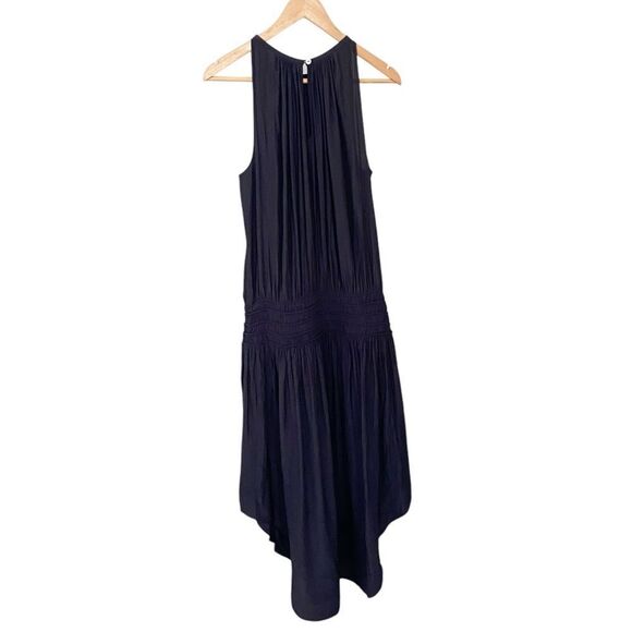 NWT Ramy Brook Audrey Sleeveless Halter Drop Waist Midi Dress Black size Large - Picture 5 of 12